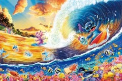 Stitch: sunset surfing