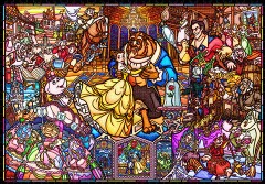 Beauty and the Beast in stained glass