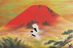 Red Fuji and cranes