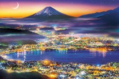 Fuji towers over the city lights