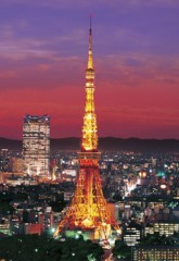 Tokyo tower lit up