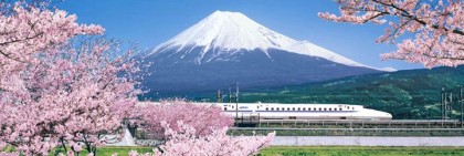 Mount fuji with bullet train