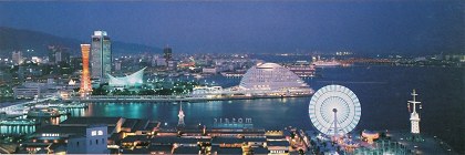 Kobe port at night