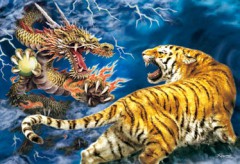 Golden tiger and dragon