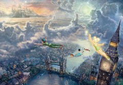 Tinker Bell and Peter Pan fly to Never Land